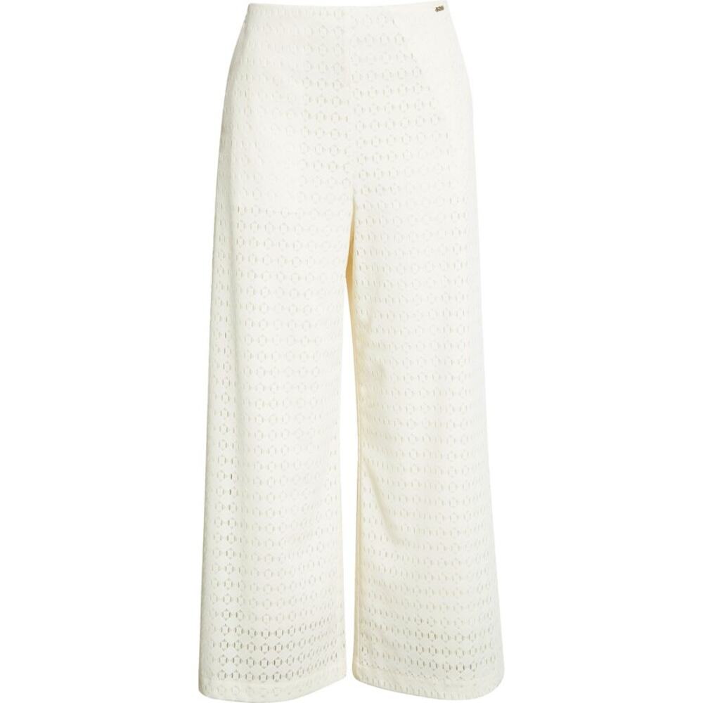 Hugo Boss NWT Tisaly Wide Leg Pants Soft Cream Size 6 Textured Flat Front Airy